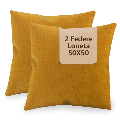 SONIT - Federe Cuscini Divano 50x50 - Copricuscini Per Divano Salotto e Camera - 2 Pezzi 50x50 cm - Copri Cuscino Made In Italy - Federe Cuscini Mango