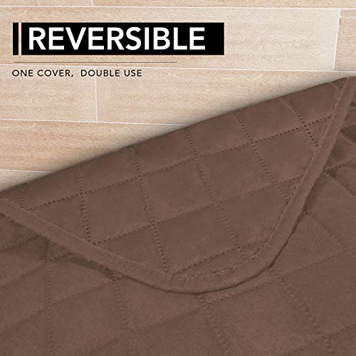 Image of Easy-Going Microfiber 3 Seater Sofa Slipcover L Shape Sectional Couch Cover 42 X 52 Inches Rectangular Chaise Lounge Cover Sofa Cover Furniture Protector For Pets Kids Children Dog Cat(Brown /Brown)