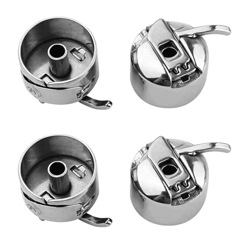 Funalix 4 Piezas Cajas de Bobina de Acero Inoxidable para Máquinas de Coser, Compatibles con Máquinas de Coser de Pedal Vintage, Accesorios Duraderos para Proyectos de Costura en Hogar y Taller