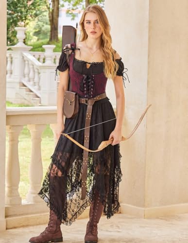 Image of Scarlet Darkness Corset Tops for Women Renaissance Underbust Corset Boned Lace Up Corsets