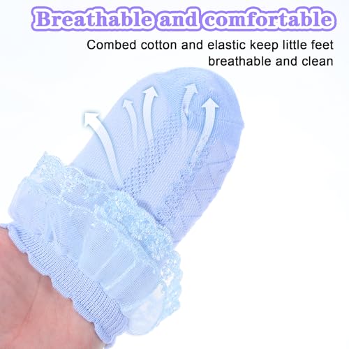 6 Pairs Girls Ruffle Socks Cute Lace Frilly Ankle Socks for Little Girl Toddler Dance Lolita Dress4