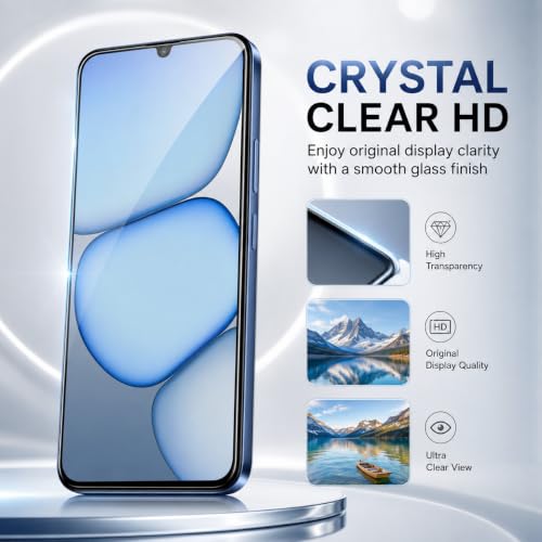 Image of FIRST MART Tempered Glass for Realme C100x, 9H 0.3 mm Full-Glue Screen Protector with Cable Protector, 3D Edge-to-Edge, HD Clear, Case-Friendly, Black, Pack of 1