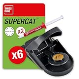 SWISSINNO Mausefalle SuperCat - Effizient + Wiederverwendbar mit Erdnussbutter-Köder - Sofortiges Fangen + Töten - Verwendung im Innen- und Außenbereich - 6 Fallen + 2 Köderspritzen