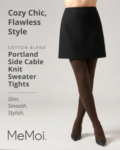 Image of MeMoi Portland Cable Knit Sweater Tights, Warm Opaque Winter Tights