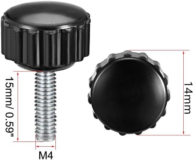 Boxonly Knurled Thumb Screw for Saw Drill Press Lathe and Routing Jigs Packaging Machinery Printing Equipment Clamping Knobs Grip Threaded Hand Bolt Knobs M4 x 15mm 4pcs - Image 2