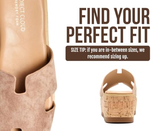 Image of Project Cloud 100% Genuine Leather Wedge Platform Sandals Women Footwear - Memory Foam Insole and Non-Slip Platform Slides for Women - Lightweight Womens Sandals (MILA,SANSUE,10M)
