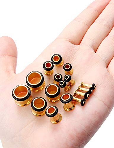 Jenxnjsjo 14g to 7/8in Ear Gauges Plugs Tunnels Taper Earrings Stretching Expander Kit Set for Women Men3