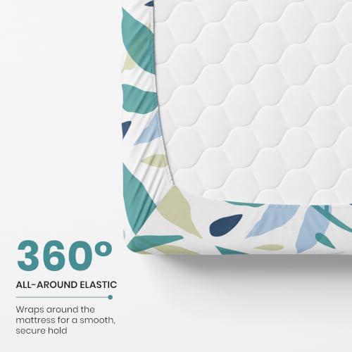 Image of LORETO - A QUALITY LINEN BRAND 210 TC 100% Pure Cotton King Size Fitted Bedsheet with 2 Pillow Covers for 78 x 72 Inch Mattress, All-Around Elastic, 8 Inch Deep Pocket, Green Leaf Whisper