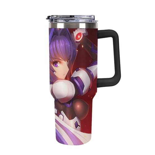 タンブラー マブラヴ 衛士強化装備 御剣冥夜 水筒 40OZ 真空断熱 保温保冷 ステンレスマグボトル 結露しない ストロー付き/直飲み可能 洗いやすい ハンドル付き 車内用 アウトドア キャンプ 大容量