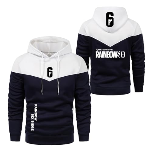 FBWZSAG Sudaderas con Capucha para Hombre Primavera Otoño para R.a.in.bo.w S.IX S.ie.g.e Prendas Exteriores con Colores Contrastantes Sudaderas Tipo Pulóver-BaiS||XL