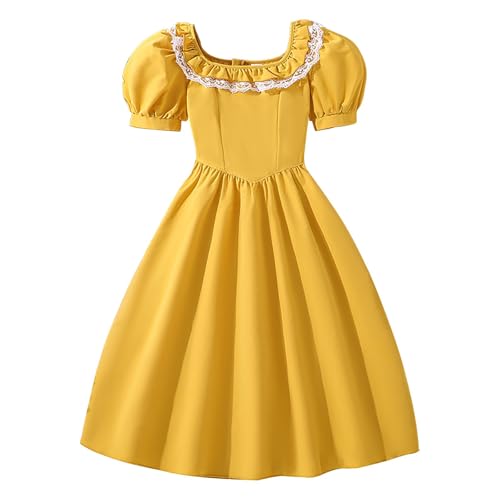 Girl's Puff Short Sleeve 1950s Party Dresses Square Neck A-line Dress Teen Girls Prom Birthday Formal Dresses