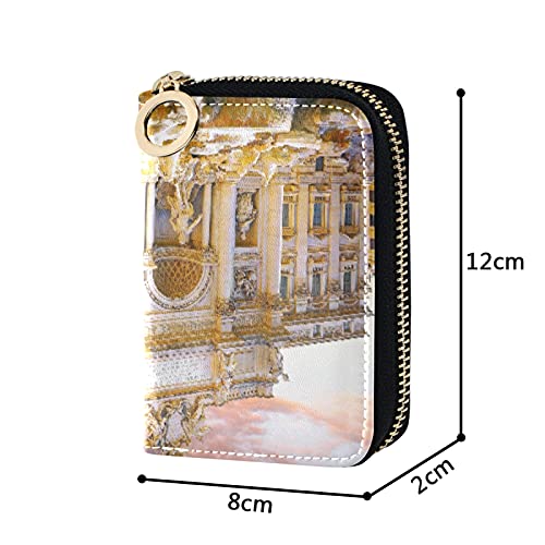 Rome's Fountains Italy Credit Card Coin wallet, RFID Blocking Compact Women Leather Card Holder, Key Change Organizer, Zipper Purse Clutch Pouch Pocket4