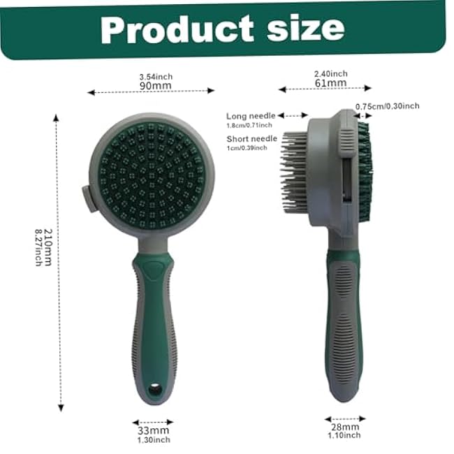 Cat Grooming Brush, Double-Sided Retractable Cat Hair Brush with Non-slip Handle, Dog Bath Massage Brush, Cat Brushes for Indoor Cats Shedding-I3fZpYei