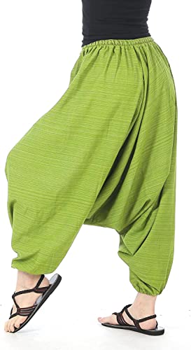 Image of Whitewhale Mens Women Cotton Stripe Aladdin Loose Baggy Boho Hippie Harem Pants
