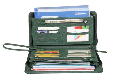 Image of Sukeshcraft Multiple Cheque Book Holder | Original PU Holds Upto 8 Cheque Books, GrainGreen