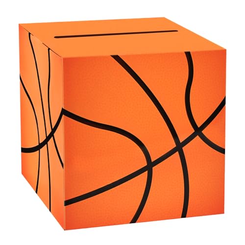 Basketball Card Box Sports Party Favors Post Box Cardboard Receiving Money Holder for Basketball Theme Wedding Reception Baby Showers Anniversary Birthday Party Table Centerpiece Decorations