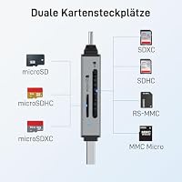 Acer SD Kartenleser, Dual USB 3.0 USB C Stecker Kartenlesegerät Aluminium – Ansicht 8