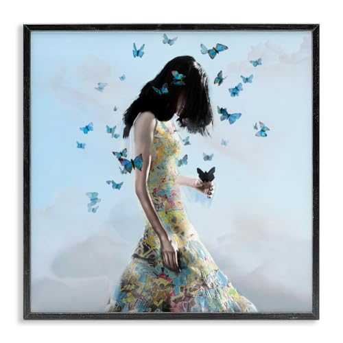 Peaceful Blue Butterflies Surreal, 24 x 24 Inch Framed Giclée Print