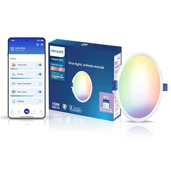 PHILIPS Smart WiFi Neo LED Downlight 15W | 16M Colors + Tunable White 2700K-6500K | Alexa, Google & Siri Compatible | WiZ App Control | 6-Inch Round LED Ceiling Light for Home & Décor | Pack of 1