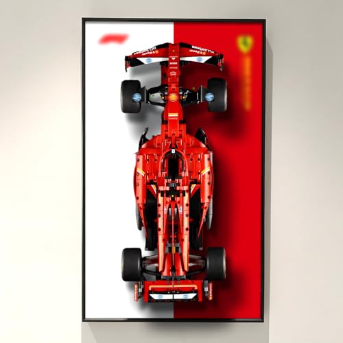 WETCEAOM Display Wallboard for Lego Technic Ferrari SF-24 F1 Model Car Kit Building Set 42207, Wall Art for Lego Ferrari F1 Car Wall Mount Display Frame Lovers, Model not Included! (31.5x19.7in)