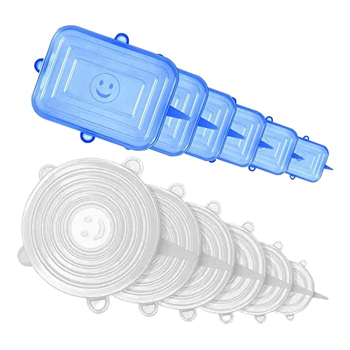 RUPECA Pack 12 Tapas de Silicona Ajustables Cocina - Redondas y Rectangulares - Alimentos Frescos y...
