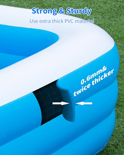 Image of Blow Up Pool for Adults, Inflatable Pool with Pump (Light Blue)