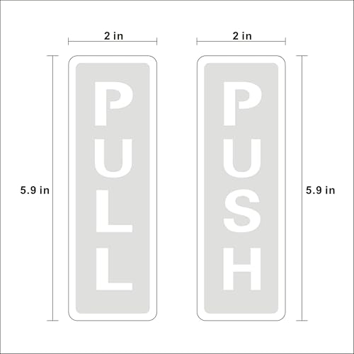 Image of PRINTHUA 6 Inch White & Black MDF Push Pull Door Sign, Self Adhesive Door Plate Sticker for Hotel, Office, Business, Resort, Glass & Wooden Doors (1 Push + 1 Pull Set)