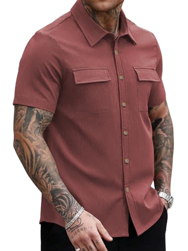 Image of GRECIILOOKS Shirt for Man | Classic Summer Shirt for Man | Men's Regular Fit Soft Cotton Blend Casual Shirts with Button Closure