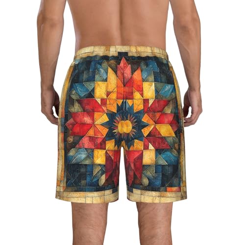 Men's Swim Trunks Beach Board Shorts Swimming Quick Dry - Geometry Ethnic Aztec Native Retro3