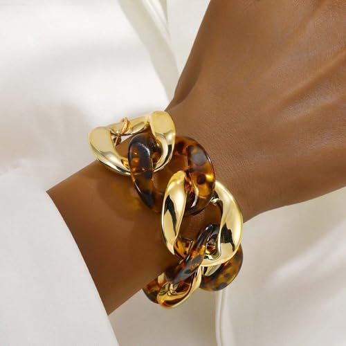 Chunky Gold Bracelet Cuban Link Chain for Women Punk Chunky Chain Bracelets Statement Dainty Gold Bracelet for Women Trendy 20253