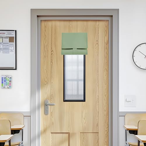 Vatge Classroom Door Window Cover - Tie Up Classroom Door Curtain for Room Darkening Small Window Covering for Office/Glassdoor 1 Panel W8 x L36 Sage Green