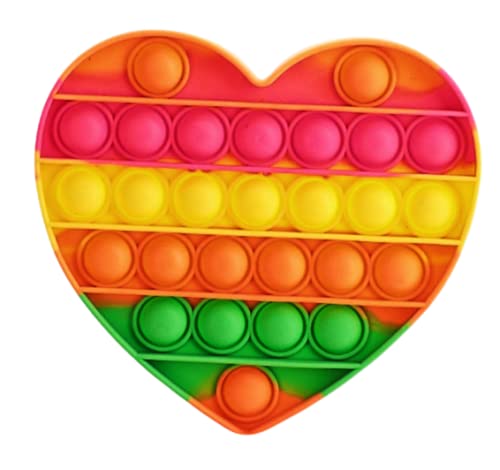 Kidultz Push Pop Silicone Bubble Sensory Fidget Toy Set, Multi-Colour Pop It Toy Relieve Stress Suitable for All Age, Bubble Toy for Kids Popper Sensory Educational Toy (Heart Pack of 1)