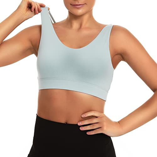 Mathacino Strappy Sports Bra Caged Backless Yoga Crop Tank Activewear Workout Clothes For Women Green #TOP4