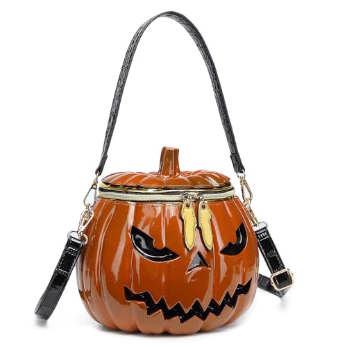 Women Unique Novelty Crossbody Shoulder Bag Handbag Men PVC Weird Horror Halloween Pumpkin Purse