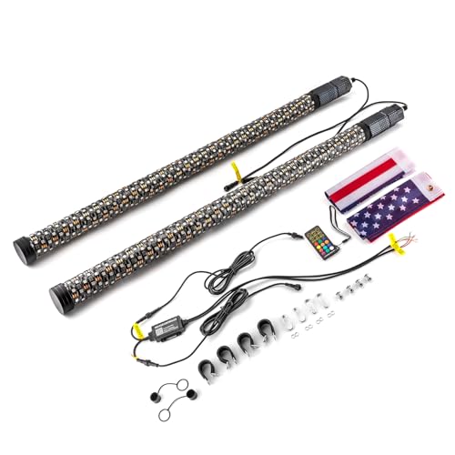 WeiSen 2Pcs 3FT Fat RGB Whips Light, 360° Spiral Chasing Warning Lighted Antenna with Turn Signal Brake Reverse Light Whips fit Off-Road ATV UTV WeiSen 2Pcs 3FT Fat RGB Whips Light, 360° Spiral Chasing Warning Lighted Antenna with Turn Signal Brake Reverse Light Whips fit Off-Road ATV UTV