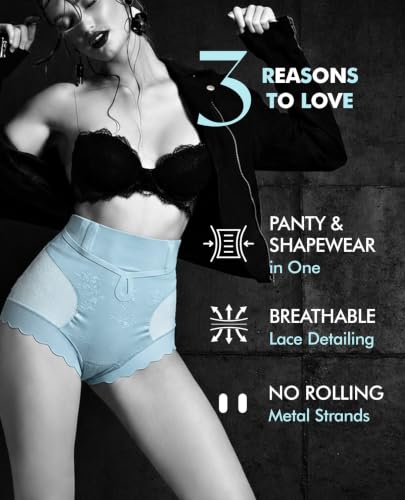 Image of PINQ POLKA Tummy Tucker High Waist Shaper Brief Panty Women, Underneath Belly Fat Control Shapewear All Weather, Breathable Lace