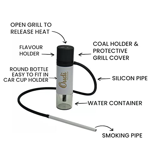 Image of Portable Personal & Car Cup Holder Hookah With Silicon Long Pipe And Coal Protector Grill.