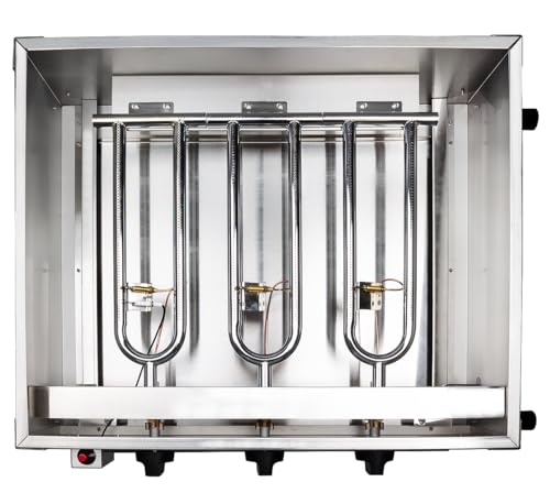 Foto von Beeketal 'GGB-1' Profi Gastrobräter Gasgrill mit emaillierter Stahlpfanne, 3-flammig, Piezo Zünder, 3 x Gasregler stufenlos, Gasbräter inkl. emaillierter Stahlpfanne, Gasschlauch und Druckminderer
