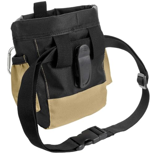HUNTER Bugrino profi Gürteltasche, Futterbeutel, Leckerlitasche, für Training und Ausbildung, 22 x 18,5 cm, schwarz/beige
