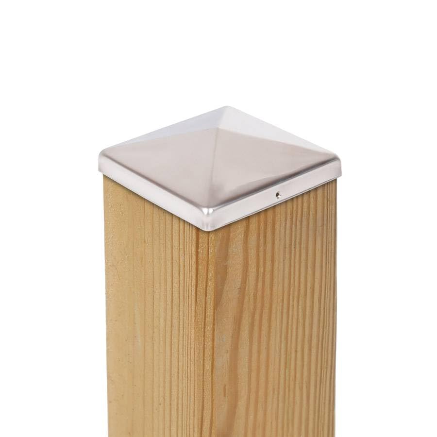 10 x Chapeau de Poteau 151x151 mm Pyramide en Acier Inoxydable – Capuchon de Protection pour Poteaux Bois 150x150 mm – Couvercle de Clôture, Inox Antirouille