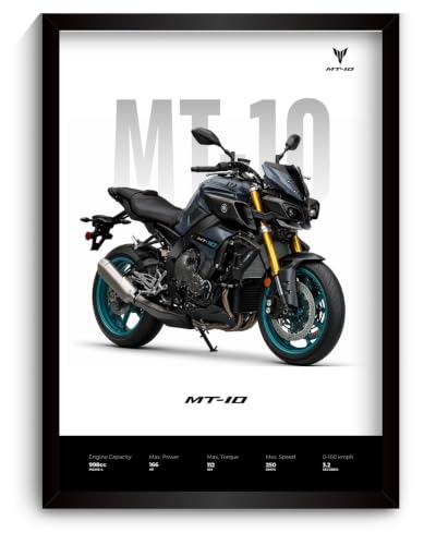 Image of Yamaha MT10 Poster | Superbike Yamaha Framed Poster | Framed Matt Superbike | Bike Posters A3 Size (31 x 23 cm) | Motorrad Bikes Posters for Wall, Home, Bedroom, Living room decoration (F 192)