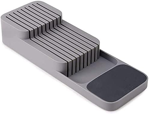 Knife Holder - in-Drawer Knives Block Organizer 2-Tier Cutlery Trays Kitchen Knife Storage for Utensil Flatware Drawerstore (Grey)