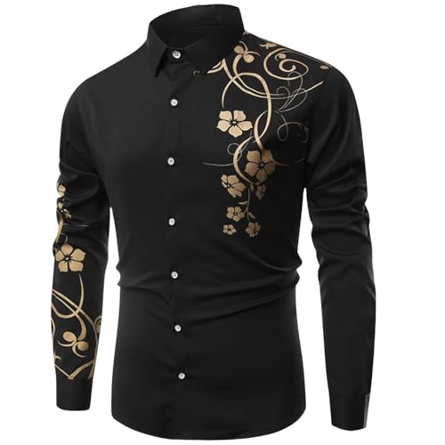 Camisa de manga larga con estampado floral para cenas informales y tardes de verano de hombre