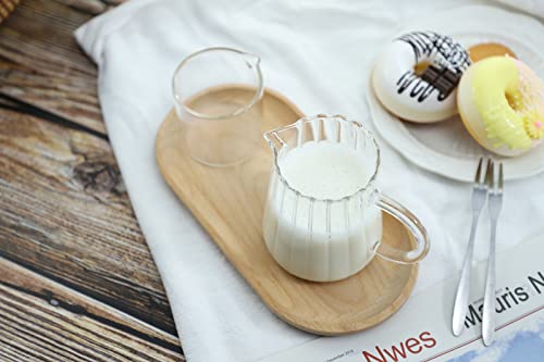 CHOOLDljm Elegant Wave Shaped Crystal Glass Creamer Coffee Milk Creamer Pitcher/Serving Pitcher/Sauce Pitcher/Milk Creamer Jug for Kitchen 15oz