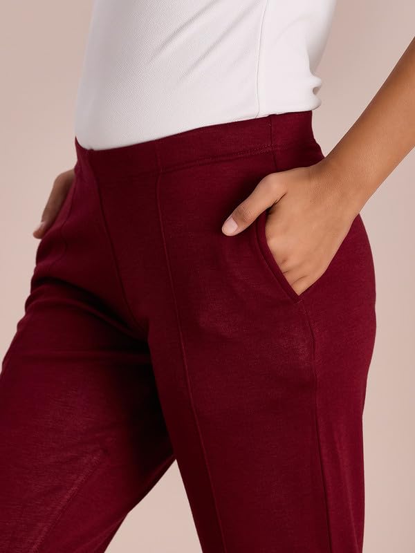 Image of GO COLORS Solid Ultra Warm Kurti Pant for Women | Mid Rise, Warm tech