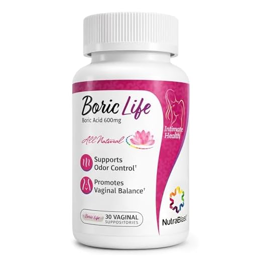 NutraBlast Boric Acid Vaginal Suppositories - 100% Pure Made in USA - Boric Life Intimate Health Support (30 Count)