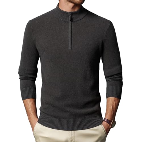 100% Wool Men's Performance Club Quarter Zip Neck Pullover Sweater