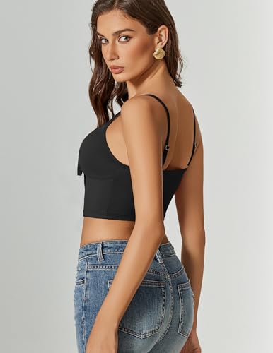 Avidlove Women Sexy Tie Front Crop Top V Neck Cutout Spaghetti Strap Y2k Cami Tank Top Going Out Camisole Tops3