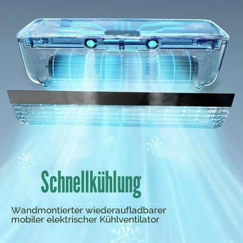 Kabelloser Wandklimaanlagenventilator, wiederaufladbarer Kühlventilator für Zuhause
