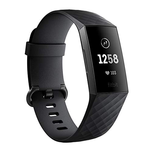Fitbit Charge 3 Advanced Fitness Tracker con frequenza cardiaca, monitoraggio nuotata e batteria 7 giorni, colore: grafite/nero, taglia unica